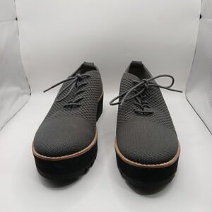 Eileen Fisher Womens Gray Knit Platform Oxford Lace Up Lug Sole Shoes 9.5